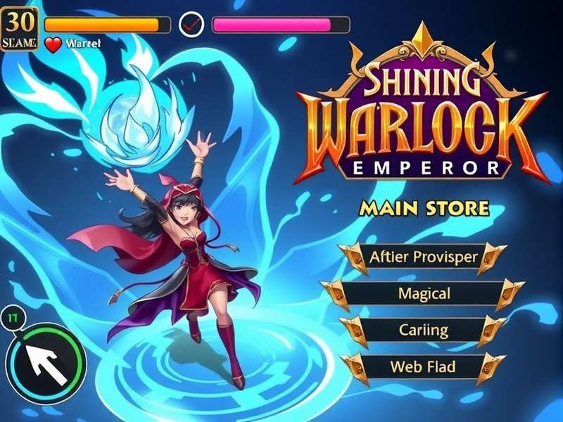 Shining Warlock Emperor title screen and main menu